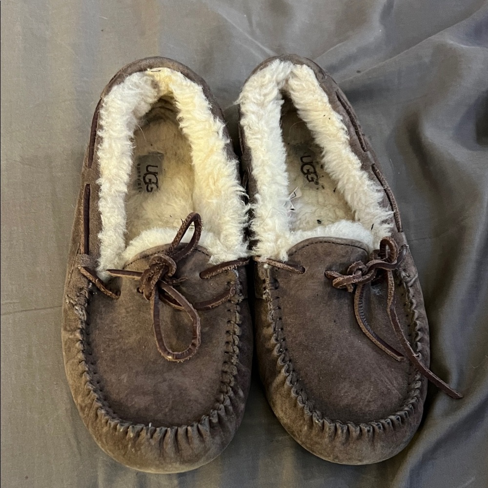 UGG Chocolate Suede Moccasin Slippers